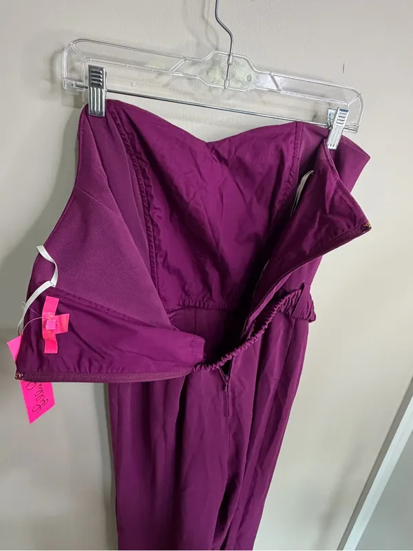 Lilly Pulitzer Strapless Plum Wide-Leg Jumpsuit with Self Tie - Image 8