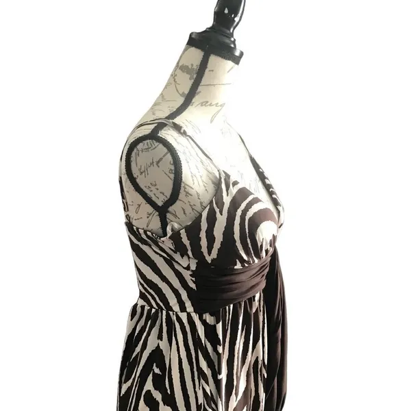 APNY Brown White Zebra Striped Mini Dress Medium - Image 9