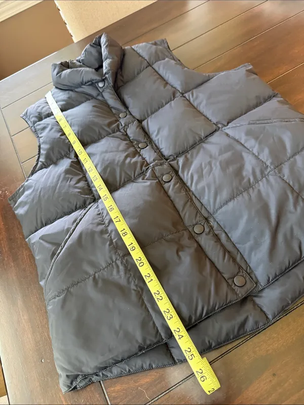 LAND'S END Black Quilted Down Puffer Vest Medium Granola Gorpcore Cottagecore - Image 7