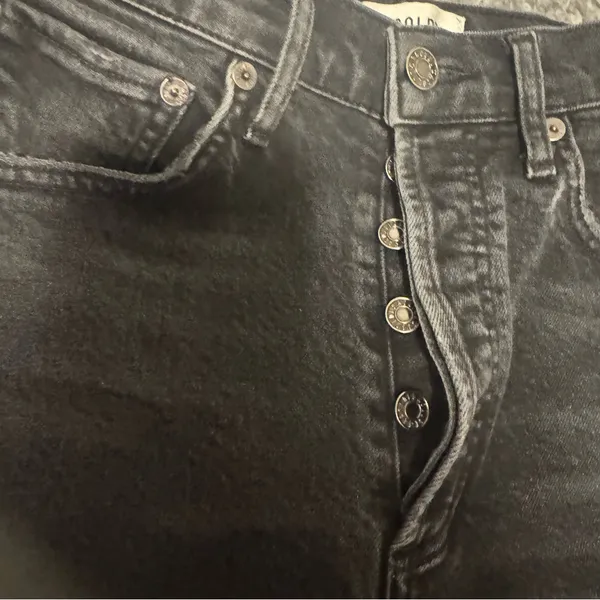 AGOLDE Riley High Rise Straight Crop Jeans Panoramic Washed Black Women's Sz 25 - Image 6
