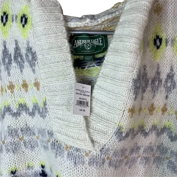 American‎ Eagle Oversized Soft and Cozy Wool Blend Hooded Sweater Gray XS NWT - Image 5