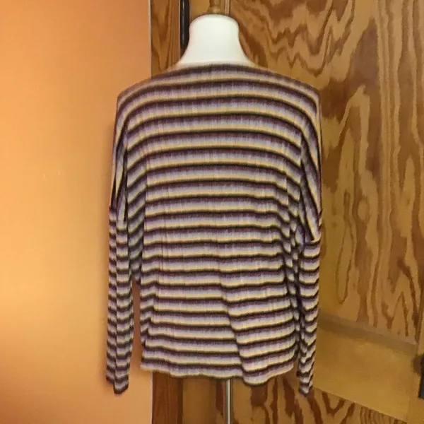 BKE Buckle Striped Button Front Top Womens Small Boho Ribbed Long Sleeve Shirt - Image 9