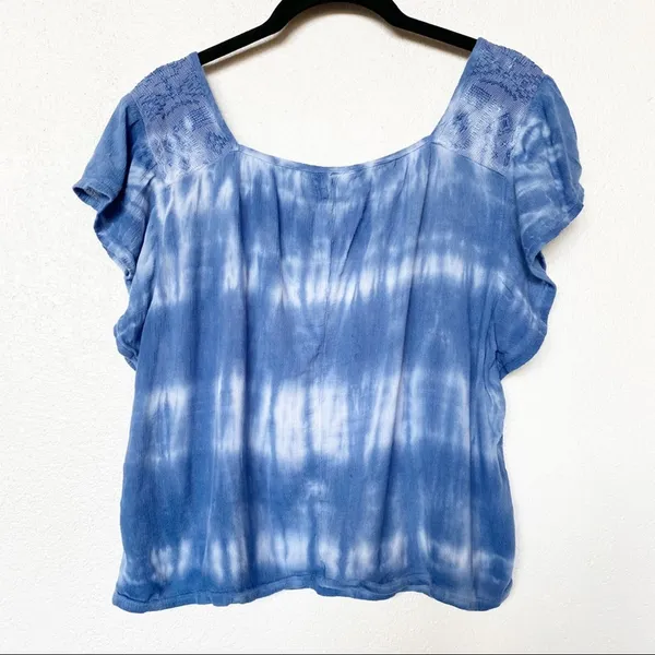 Hollister Embroidered Square Neck Tie Dye Top Size Small - Image 8