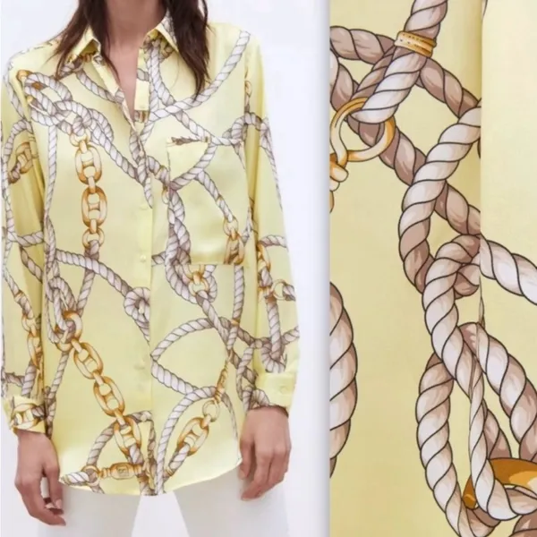 Zara XSmall Yellow satin blouse - Image 2