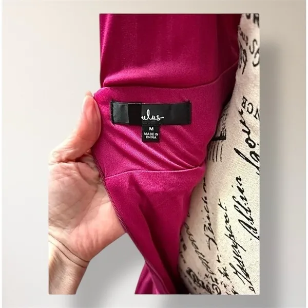 Lulus Heavenly Hues M Magenta Maxi Dress‎ Deep V Side Slit Formal Homecoming - Image 7