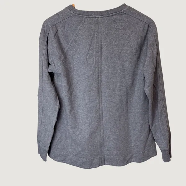 Athleta Purist Sweatshirt Heathered Grey Raglan Center Seam High Low Hem Small - Image 3