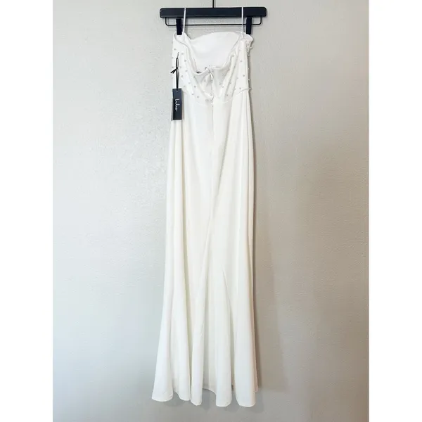 Lulus White Pearl Strapless Maxi Dress Mermaid Gown Bridal Event NWT Size M - Image 6