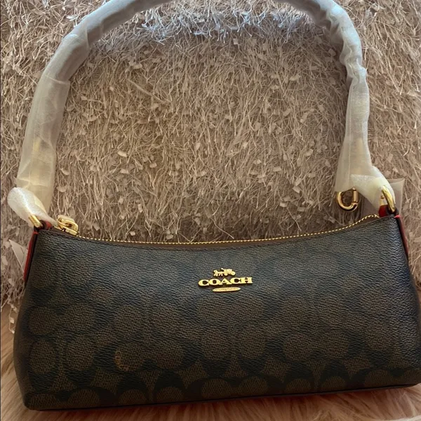 NWT Coach Black Signature Shoulder Bag with Gold Accents - Image 7