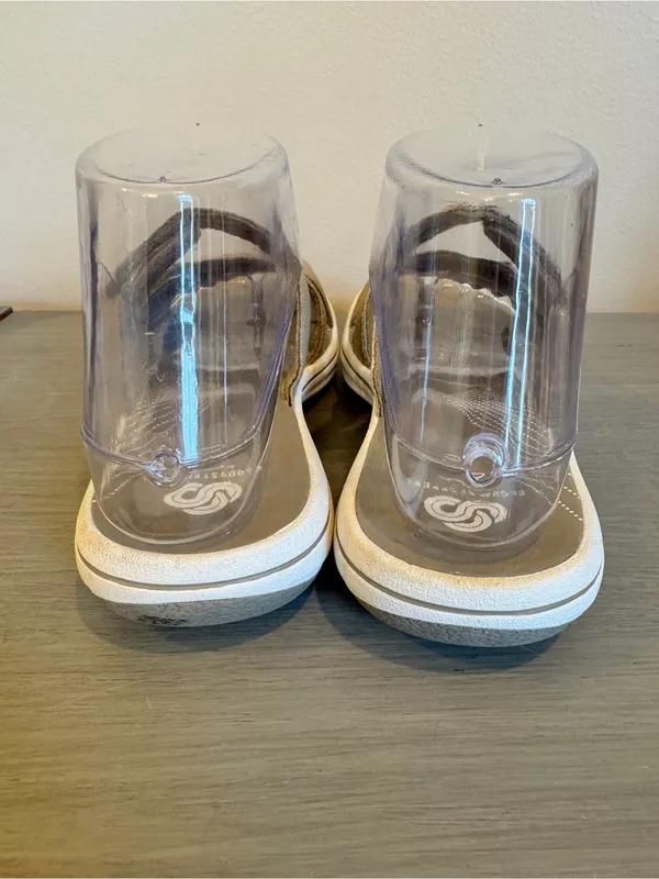Cloudsteppers by Clark Sandals Adjustable beige brown‎ Slide Women's Sz 6 - Image 3