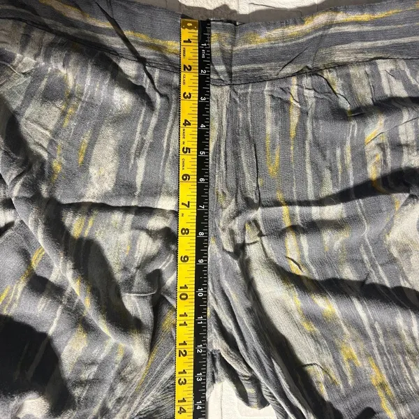 Free People Pants‎ Womens Large Gray Blue Yellow Abstract Wide Leg Boho Lounge - Image 3