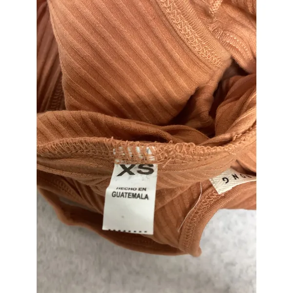 Billabong Essentials Ribbed Tank Top Orange Split Neck Lettuce Hem XS - Image 4