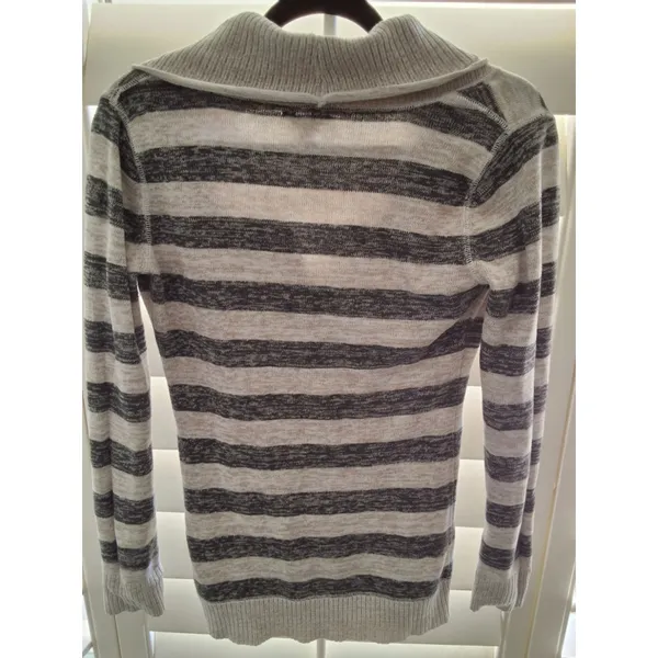 Women's Guess Striped Cowl Neck Sweater with Kangaroo Pocket Size M Gray, Black - Image 3