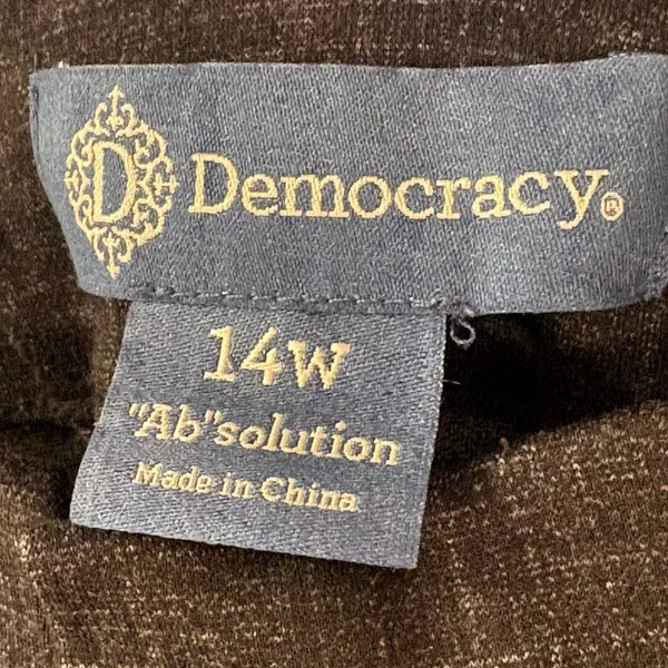 Democracy Dark Gray Plaid Wide Leg Dress Pants Sz 14W - Image 4