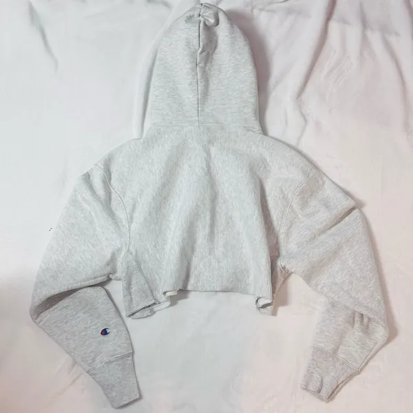 CHAMPION Reverse Weave Crop Hoodie In Gfs Silver Grey - XS - Image 3