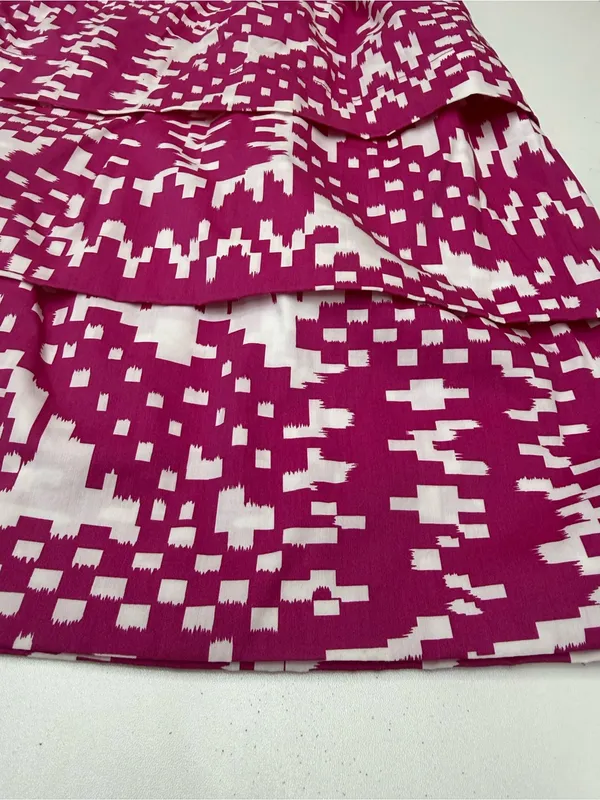 Banana Republic Strapless Fuchsia Patterned Tiered Dress size 4 - Image 6