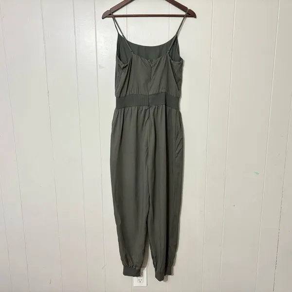 By Anthropologie Nisa Olive Green Cami Jumpsuit Small Lyocell Tapered Romper - Image 7
