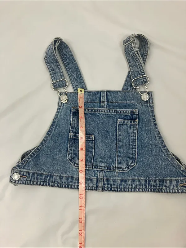Zara Light Blue Denim Crop Overall Top Womens Size Medium - Image 7