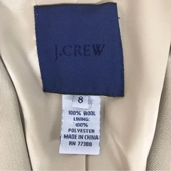 J. CREW Taupe Wool Button‎ Front Blazer Jacket 100% Wool Tan Beige Blazer Size 8 - Image 5