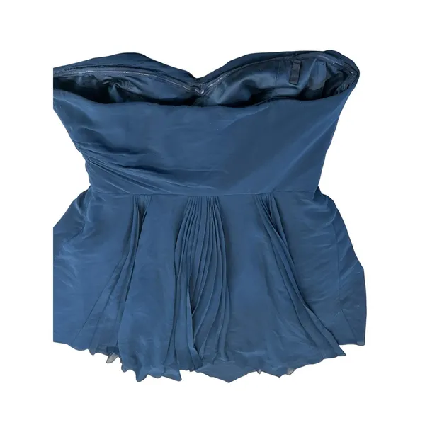 Lauren Ralph Lauren Evening Navy Blue Strapless Pleated Handkerchief Dress 10 - Image 2