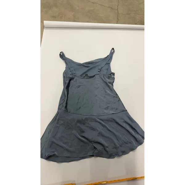 Satin Cowl Neck Mini Dress Dusty Blue Slate Slip Dress Large - Image 6