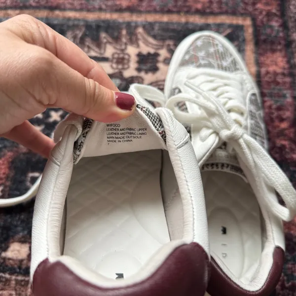 BIRDIES‎ the Cardinal Leather Sneakers in Floral Houndstooth plaid - Image 8