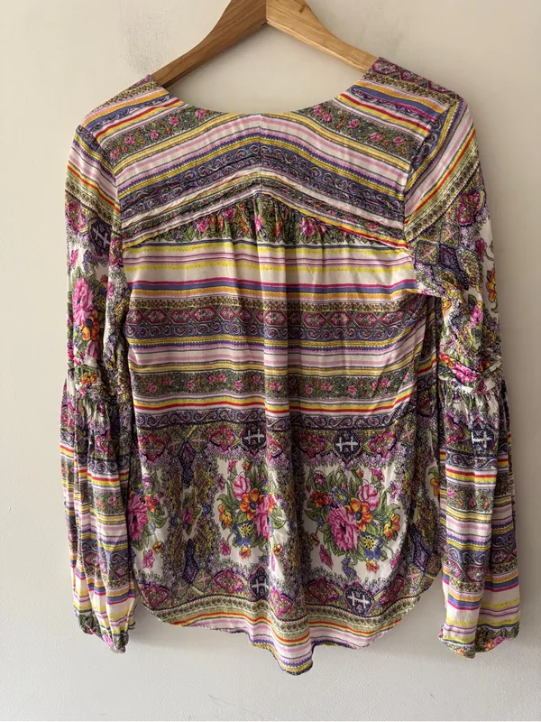 Anthropologie Maeve Gorgeous Boho Floral Puff Sleeve‎ Ceresco Peasant Top - Image 8