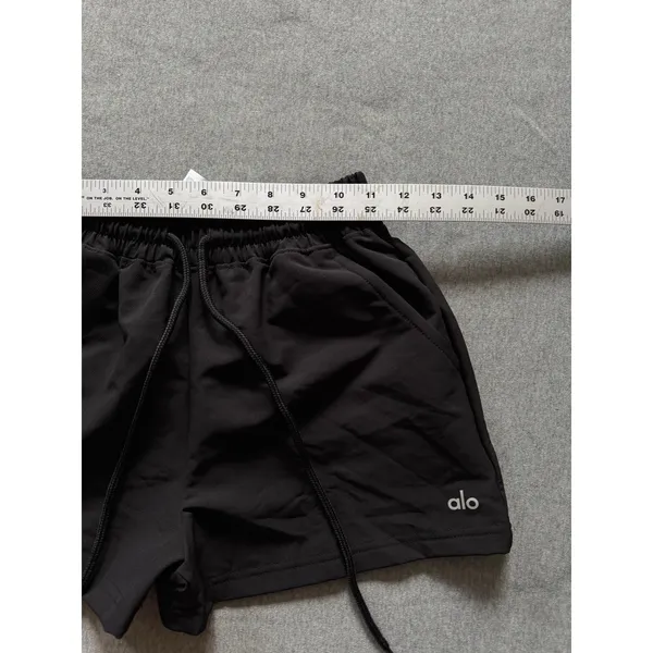 ALO Yoga Women's Alumni Black Nylon Pull-On Activewear Drawstring Shorts Sz S - Image 6