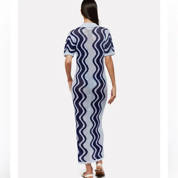 Brodie Wispr Wave Pointelle Maxi Dress- Frost Blue/Insignia‎ Blue - Image 2