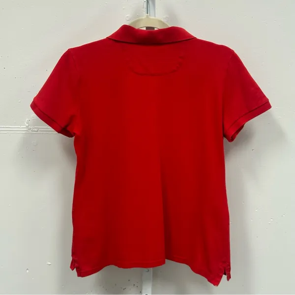 Barbour Women’s Classic Red Polo T-shirt Shirt Cotton‎ Sz 10 - Image 2