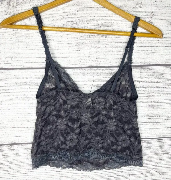 Moda International Sheer Gray Lace Bralette Size Small - Image 6