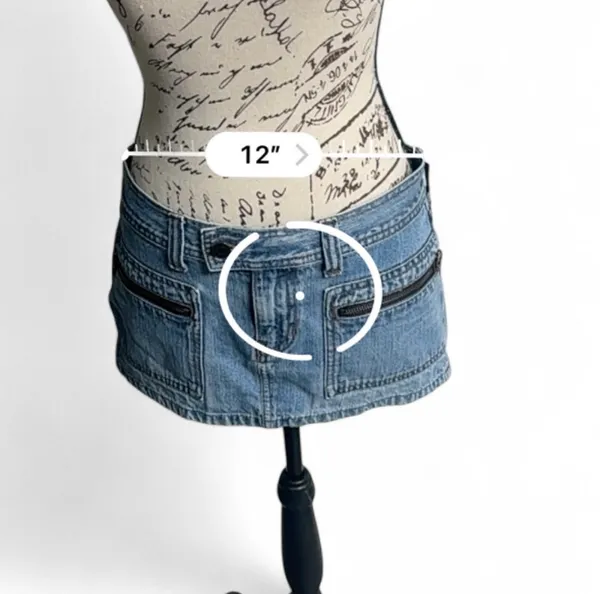 Y2K Abercrombie & Fitch Low Rise Denim Mini Skirt Zip Pockets 2000s Skirt Size 0 - Image 8