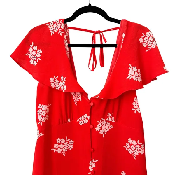 ASOS DESIGN Flutter Sleeve Floral Mini‎ Dress Red Sz 10 - Image 5