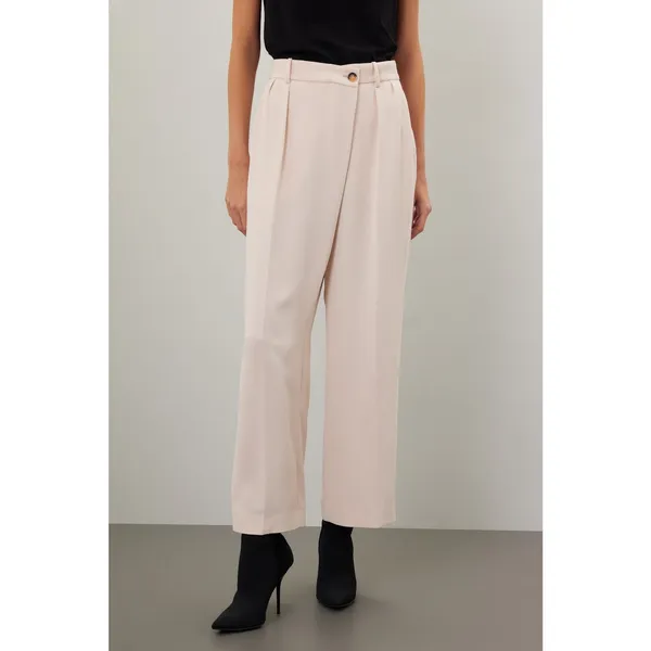 BA&SH Off-White Crepe Pleated Front Zipper Oxford Style Shen Pants Size US 8 - Image 3