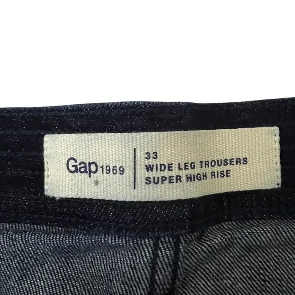 Gap 1969 Wide Leg Trousers Solid Denim Jeans Indigo Super High Rise Size 33 - Image 4