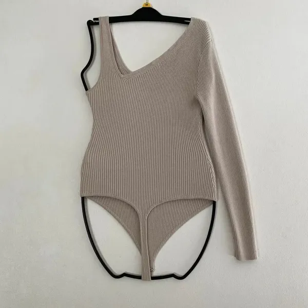 Abercrombie & Fitch Asymmetrical Ribbed Bodysuit One Shoulder Long Sleeve Size M - Image 2