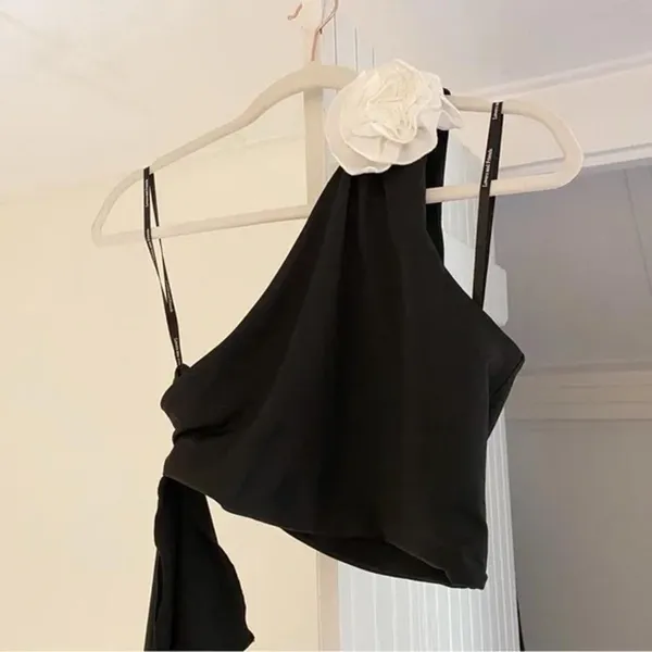 Lovers and Friends Cordelia Rosette One Shoulder Top Black & White Size XS $128 - Image 11