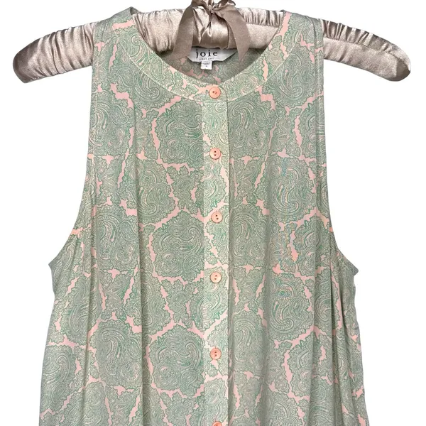 JOIE 100% Silk M Ruffle-Hem Shift Dress Paisley Button Front High Neck Sundress - Image 7