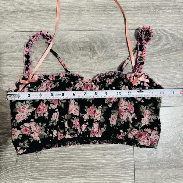 Cider Women‎ Floral Black and Pink Spaguetti straps Cropped Tank Top Size S - Image 11