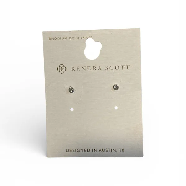 Kendra Scott Iris Rhodium over brass Silver Stud Earrings New - Image 2