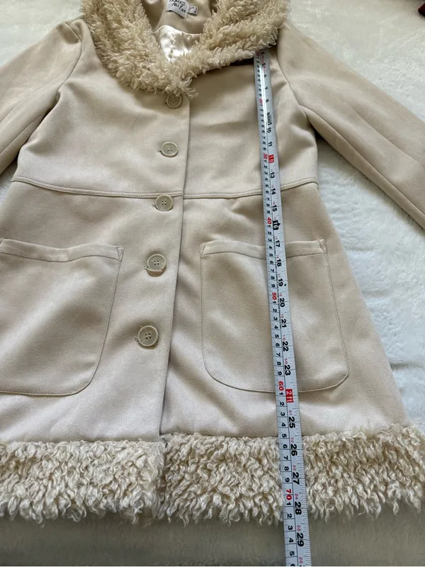 Princess Polly Y2K Penny Lane Faux Shearling Cream Coat Size 2 - Image 9