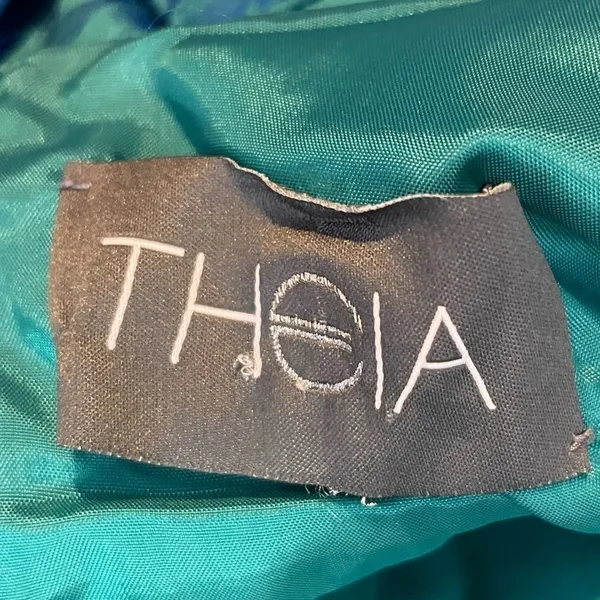 THEIA Floral Jacquard Sleeveless Pleated Dress‎ in Blue Green Size 8 - Image 13