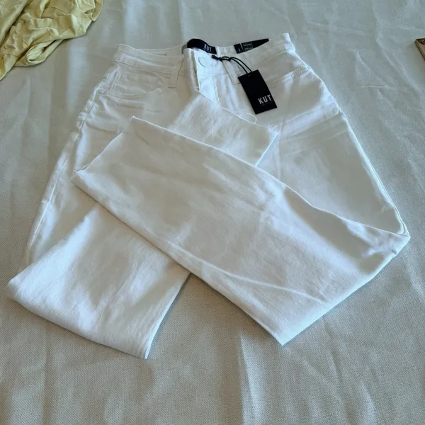NWT KUT From The Kloth Rachael Fab Ab Mom Jeans Size 2 Optic White Raw Hem - Image 9