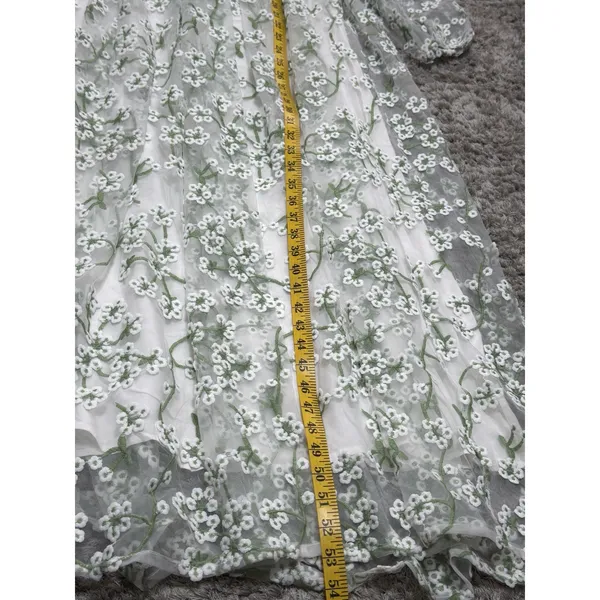 Ever After Floral Embroidered Maxi Dress Cottagecore Wedding Guest Long Sleeve S - Image 10
