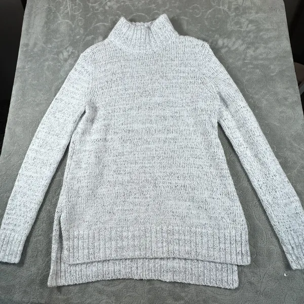 L.L. Bean Signature Sweater Womens S Gray Marled Mock Neck Pullover Cozy Soft - Image 3