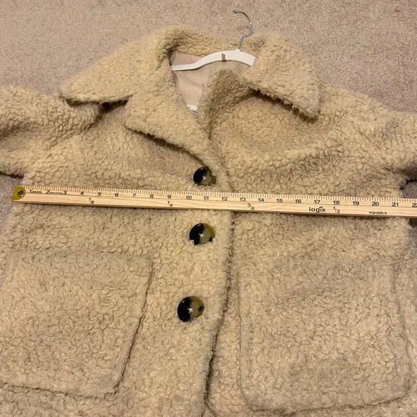 Free People Teddy Peacoat Size Medium Cream Jacket Sherpa So Soft - Image 9
