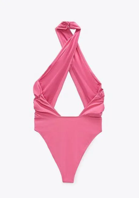 ZARA NWT Cut out Pink bodysuit. Size medium. - Image 6