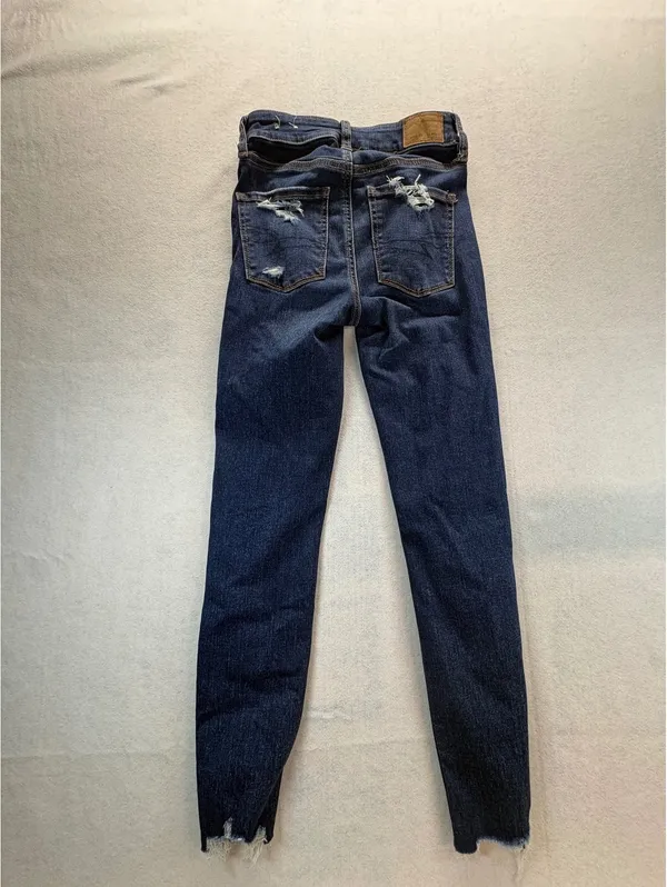 American Eagle Hi-Rise Jegging 00 X-Short Distressed Next Level Stretch Jeans - Image 2