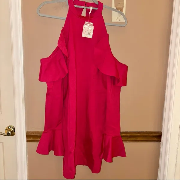 Free People Sweet‎ Talk Mini Dress raspberry pink size medium - Image 3