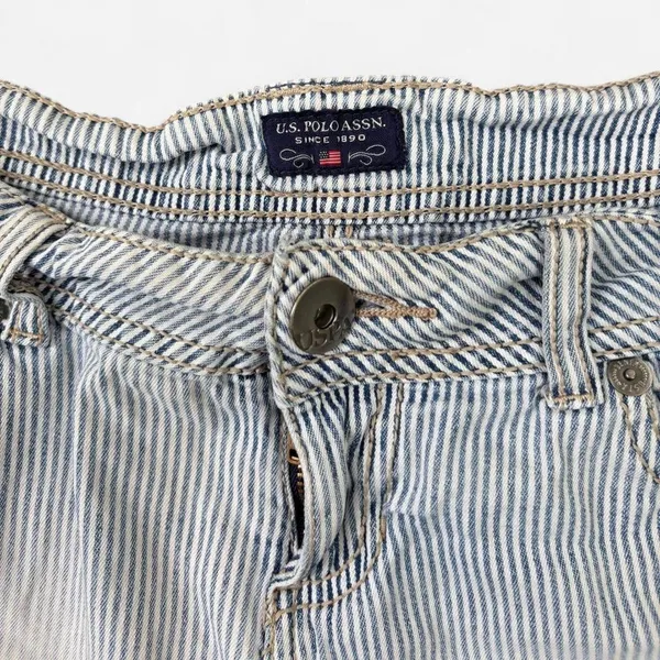 Y2K 2000s U.S. Polo Assn.‎ white & blue striped shorts - Image 2