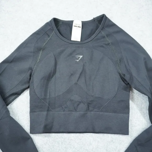 Gymshark Women's Black Size M Vital Seamless‎ 2.0 Long Sleeve Crop Top Backless - Image 2